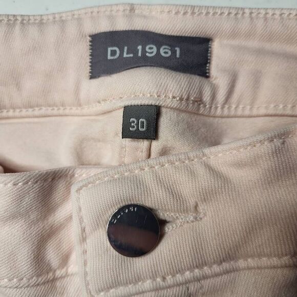 DL1961 Womens Florence Instasculpt Skinny Jeans Size 30 Pink Raw Hem Mid Rise - Picture 4 of 9